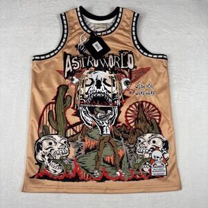 NWT Astroworld Travis Scott Cactus Jack Brown Brand X Basketball Jersey Size L